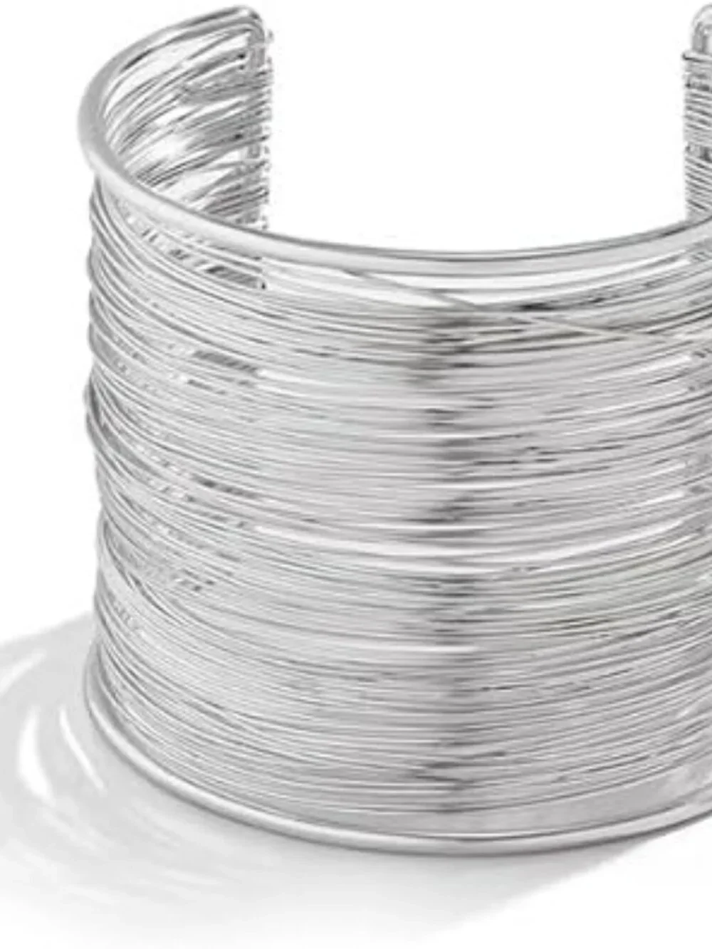 Silver Wide Wire Cuff Chunky Bracelet Open Cuff‎ Arm Layered Boho